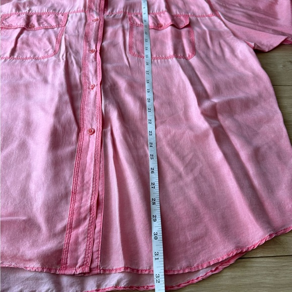 Hunt Club Pink 100% Silk Button Up Shirt Womens Size 22 Relaxed Fit - Picture 5 of 6